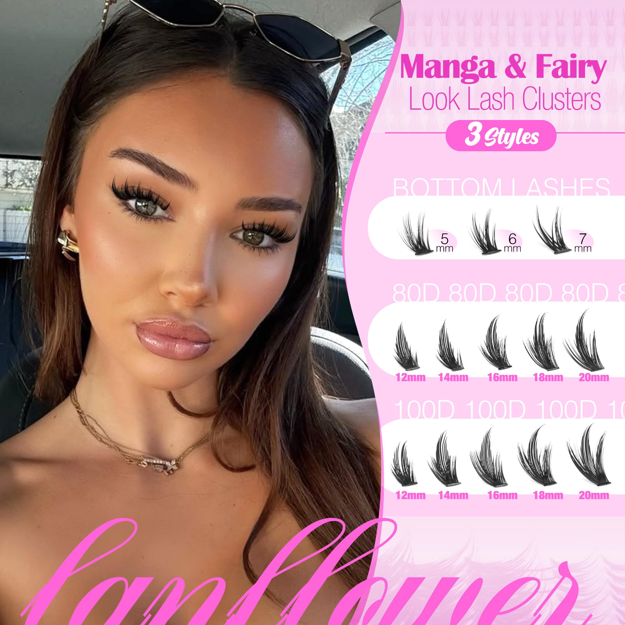 Lanflower Manga-style lash mix offers versatile density options with 80D and 100D