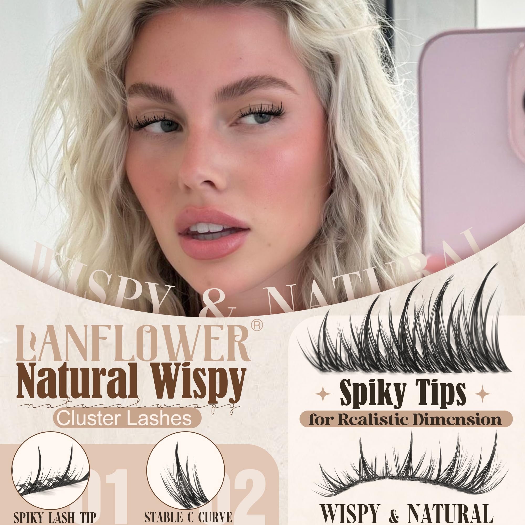 Lanflower spiky lash clusters create definition for evenings