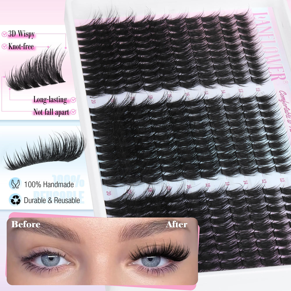 Lanflower lash clusters with tweezers enable precise, easy application.