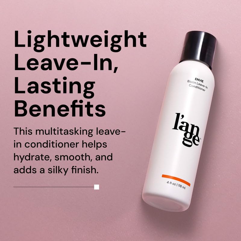 L'ANGE HAIR Envie leave-in conditioner application hands showing frizz reduction and easier styling