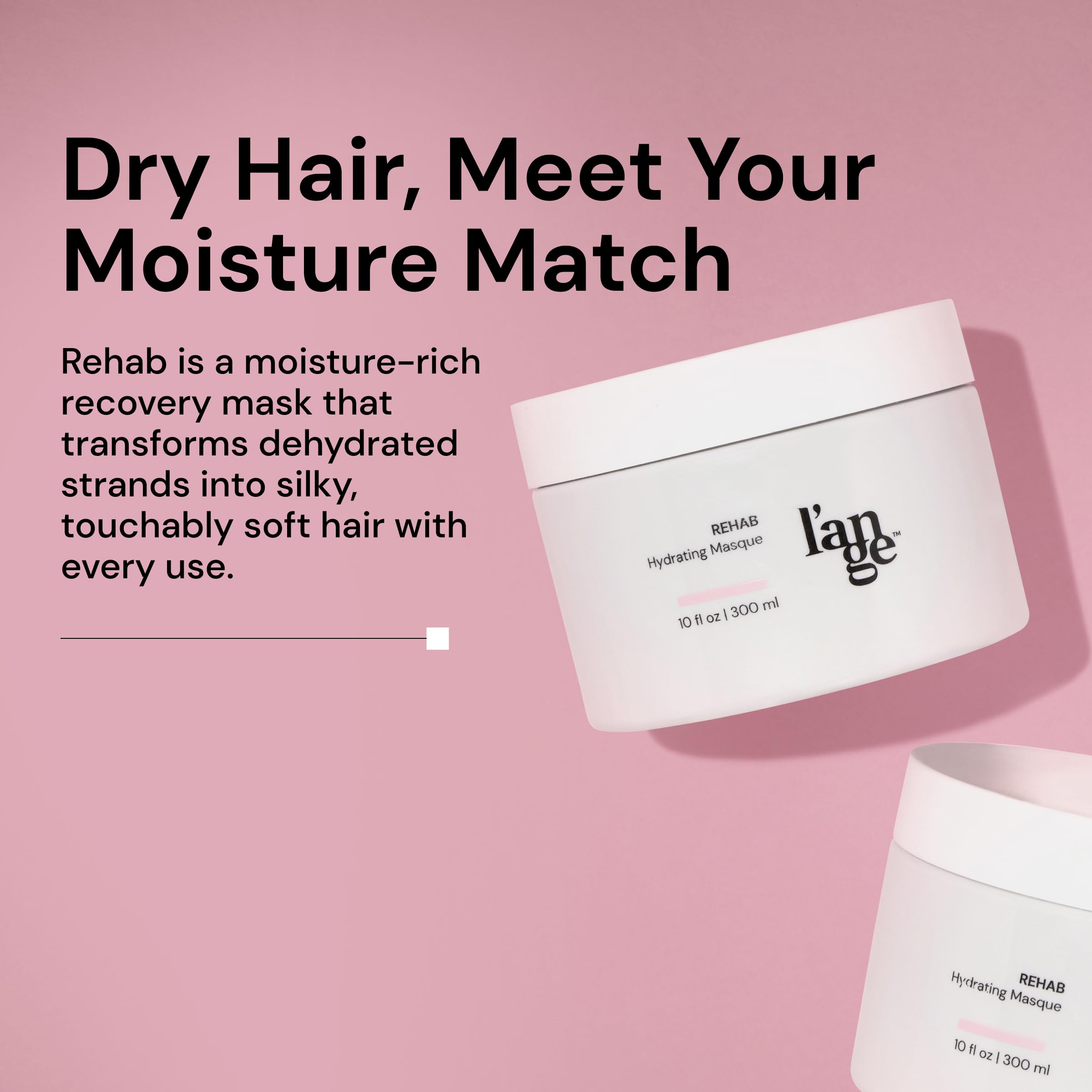 Whipped creamy texture shown while applying Rehab Hydrating Masque to damp hair for manageability.