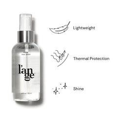 L'ANGE RIVAL Heat Shield bottle with keratin and antioxidants imagery.