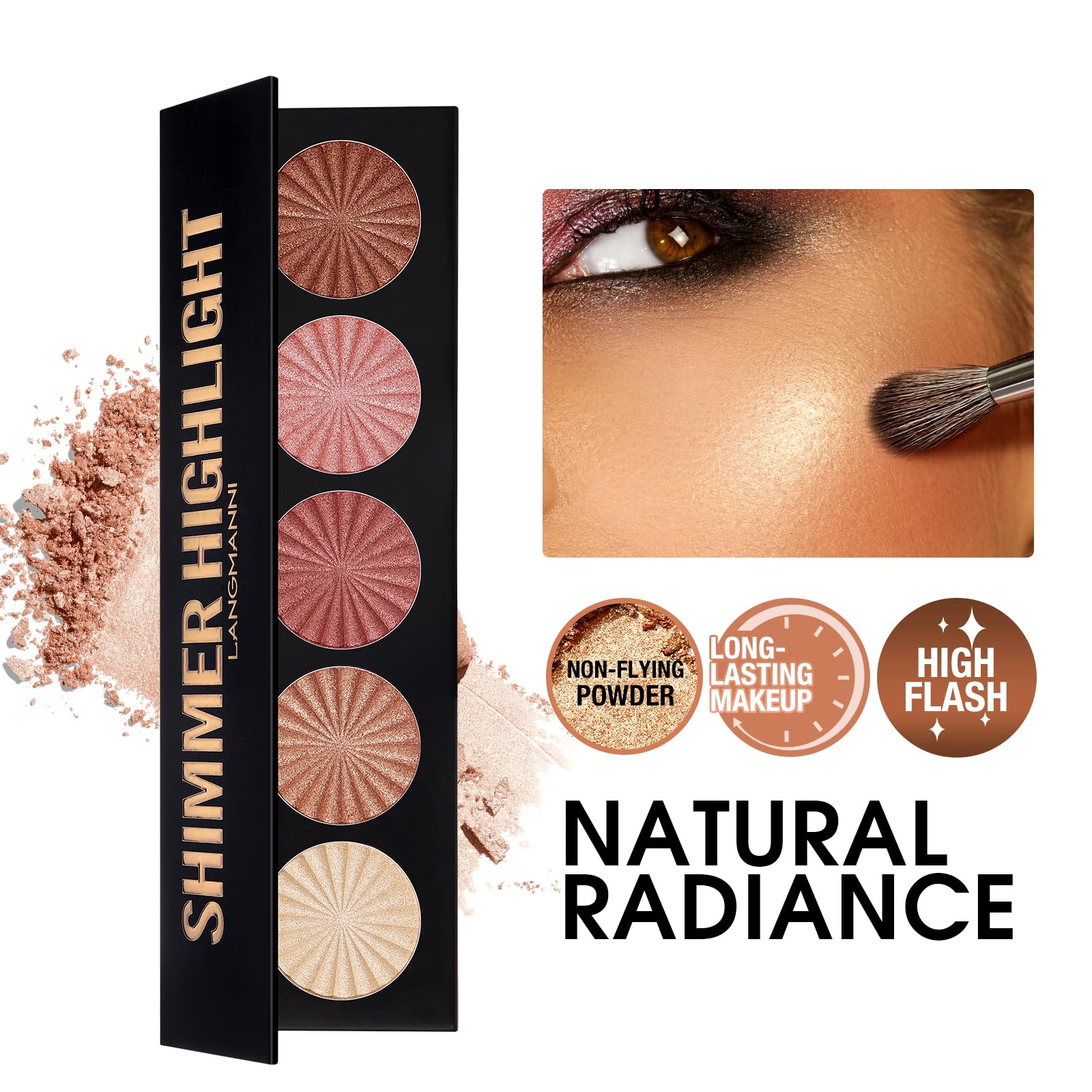 LANGMANNI face illuminator palette swirls to demonstrate seamless light diffusion.