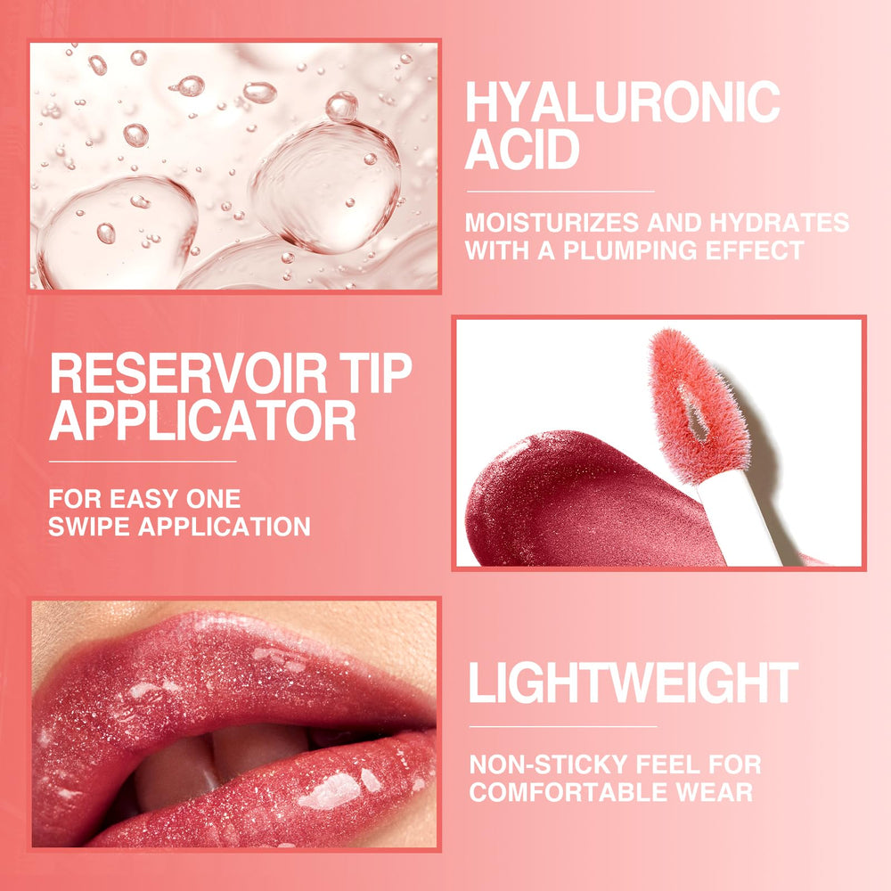 LANGMANNI gloss swatches on skin showing shine and color.