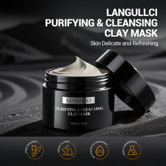 LANGULLCI purifying kaolin clay mask jar ready for spa-like cleansing.