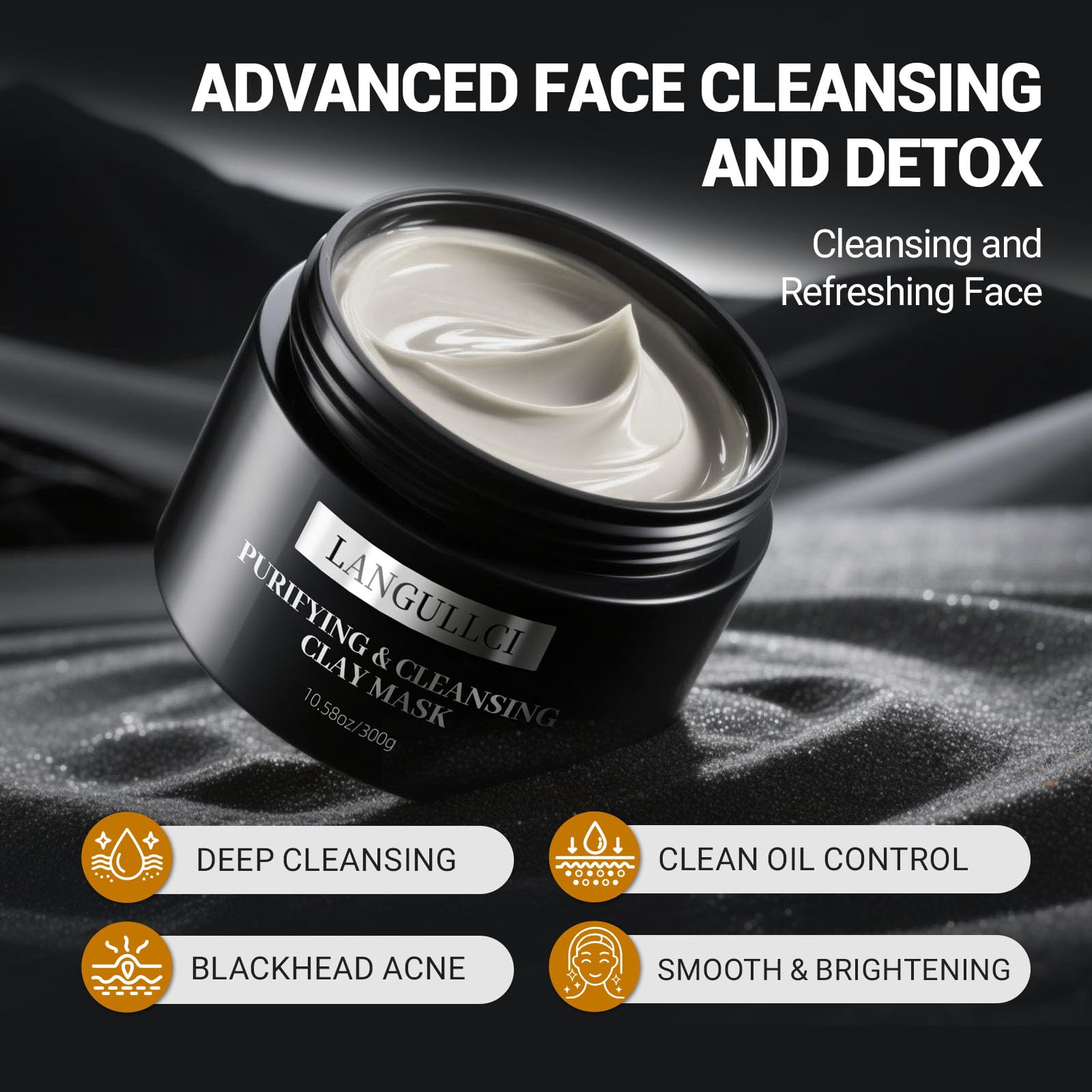 LANGULLCI clay mask spatula spread demonstrates even coverage on skin.