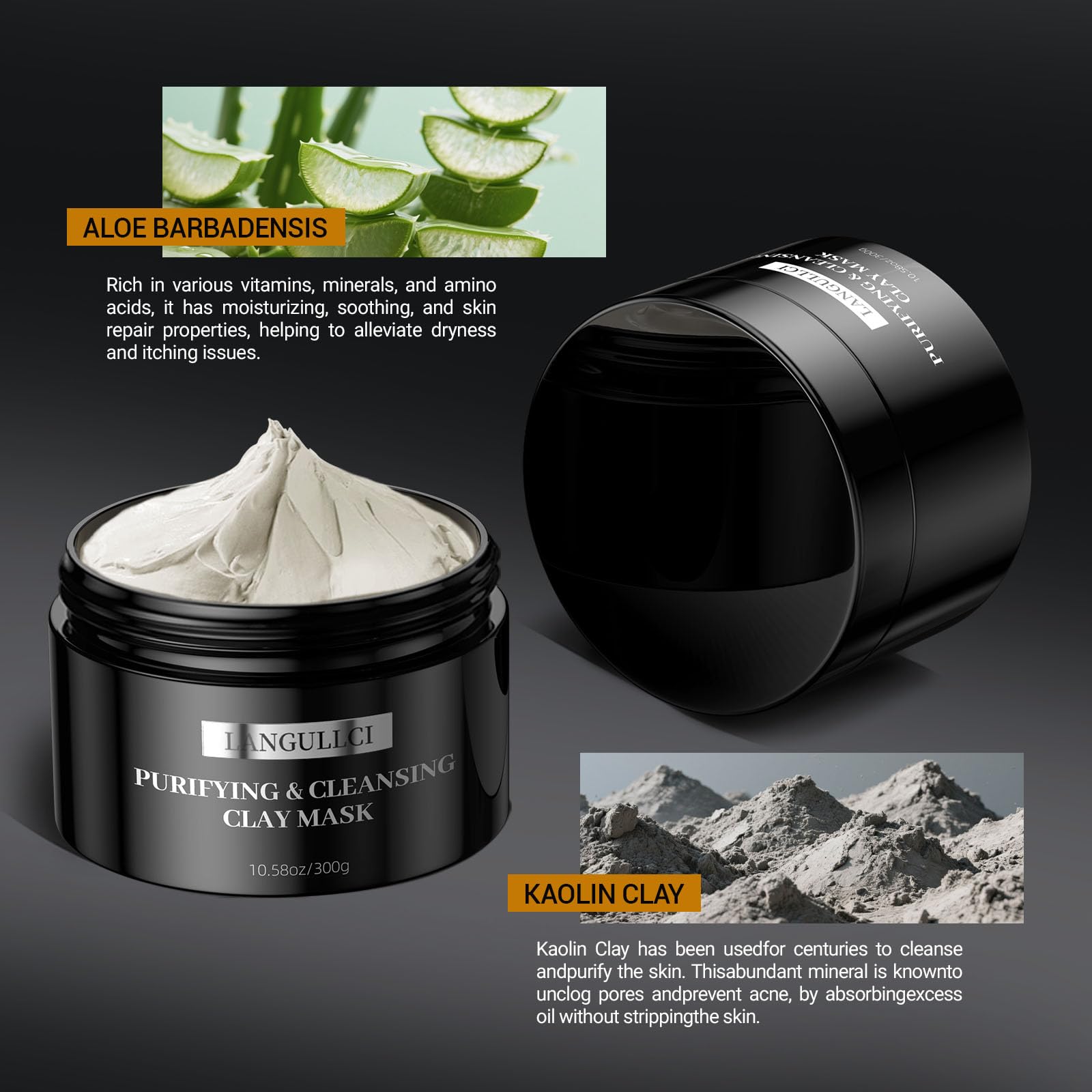 LANGULLCI face mud mask matte finish after use for a refined look.