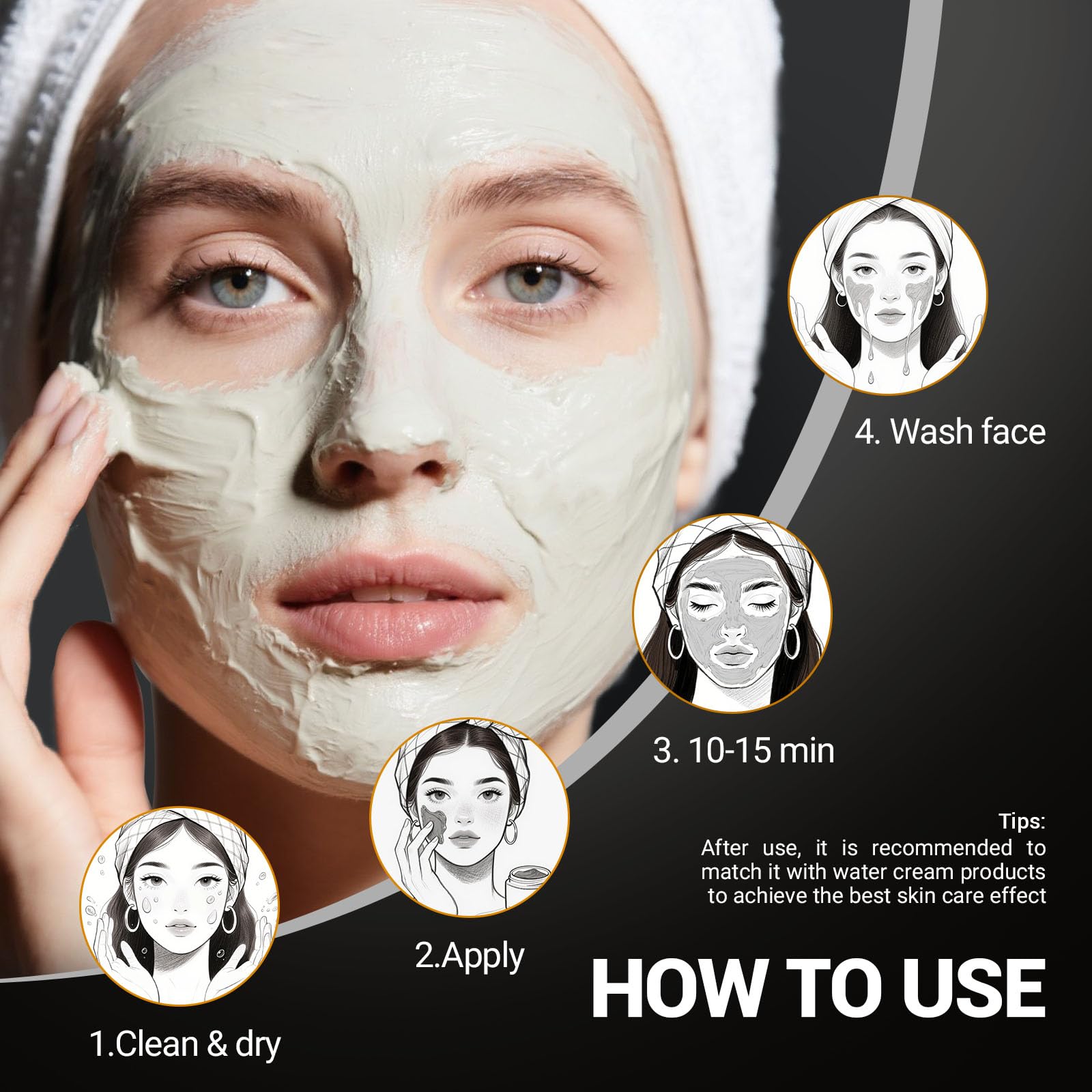LANGULLCI pore-cleansing texture close-up after applying the mask.