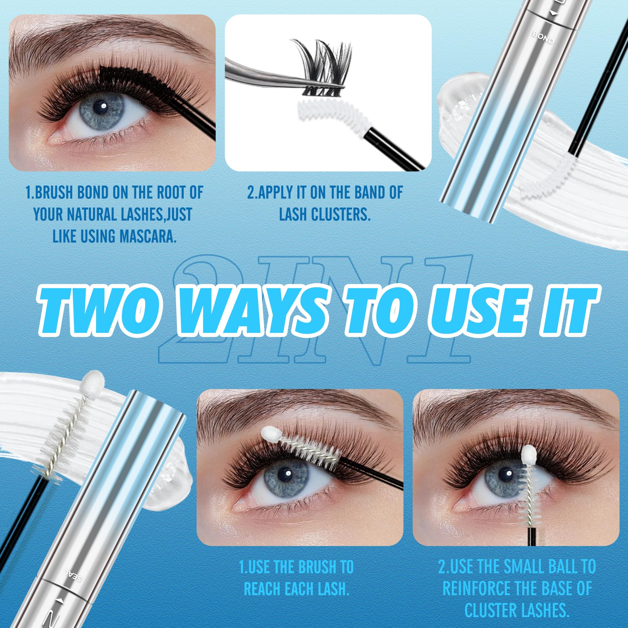 LANKIZ lash cluster glue packaging highlighting safety and latex free formula