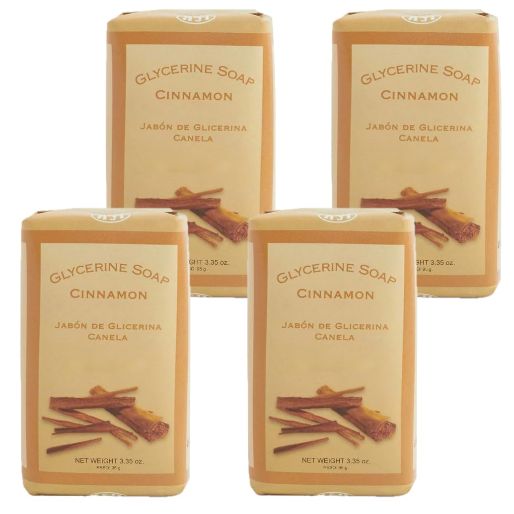 Lanman & Kemp cinnamon soap bar closeup highlighting textured lather for nourishing skin.
