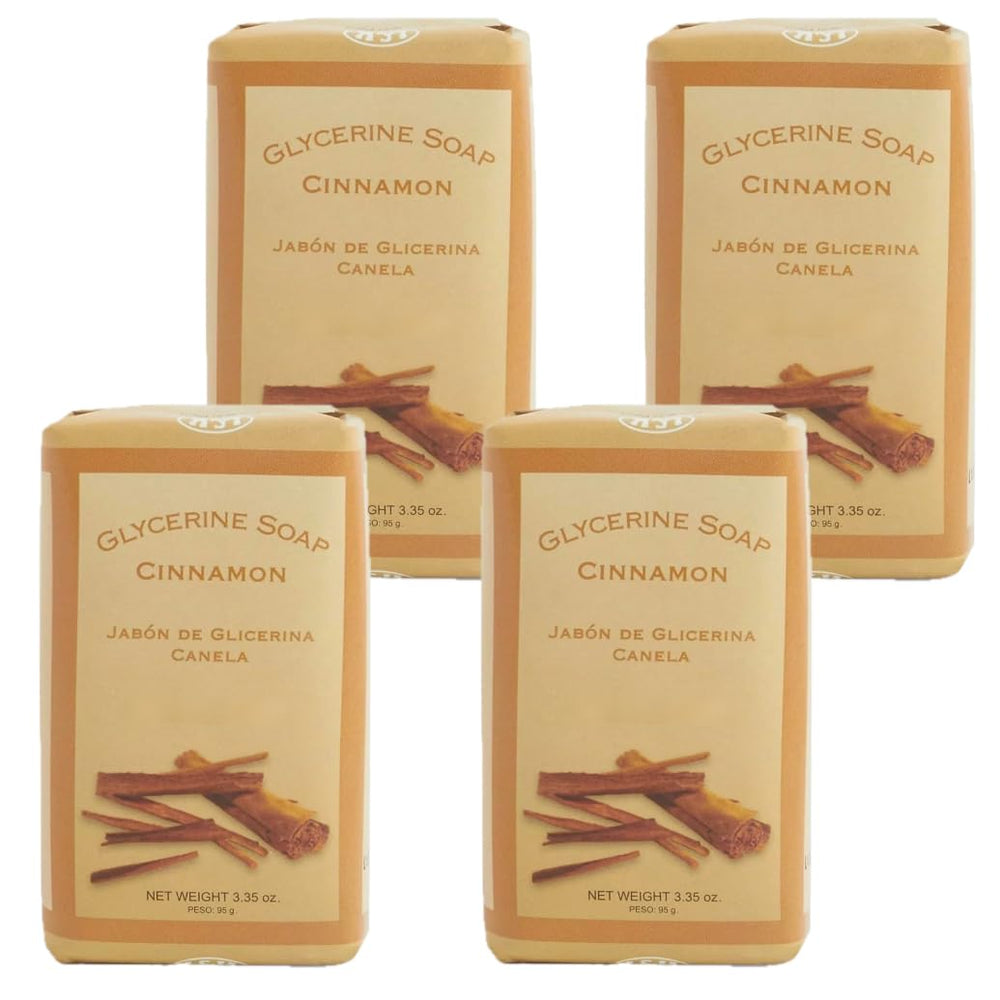 Lanman & Kemp cinnamon soap bar closeup highlighting textured lather for nourishing skin.