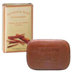 Lanman & Kemp cinnamon soap bar ingredients display, including cinnamon oil and clove notes.