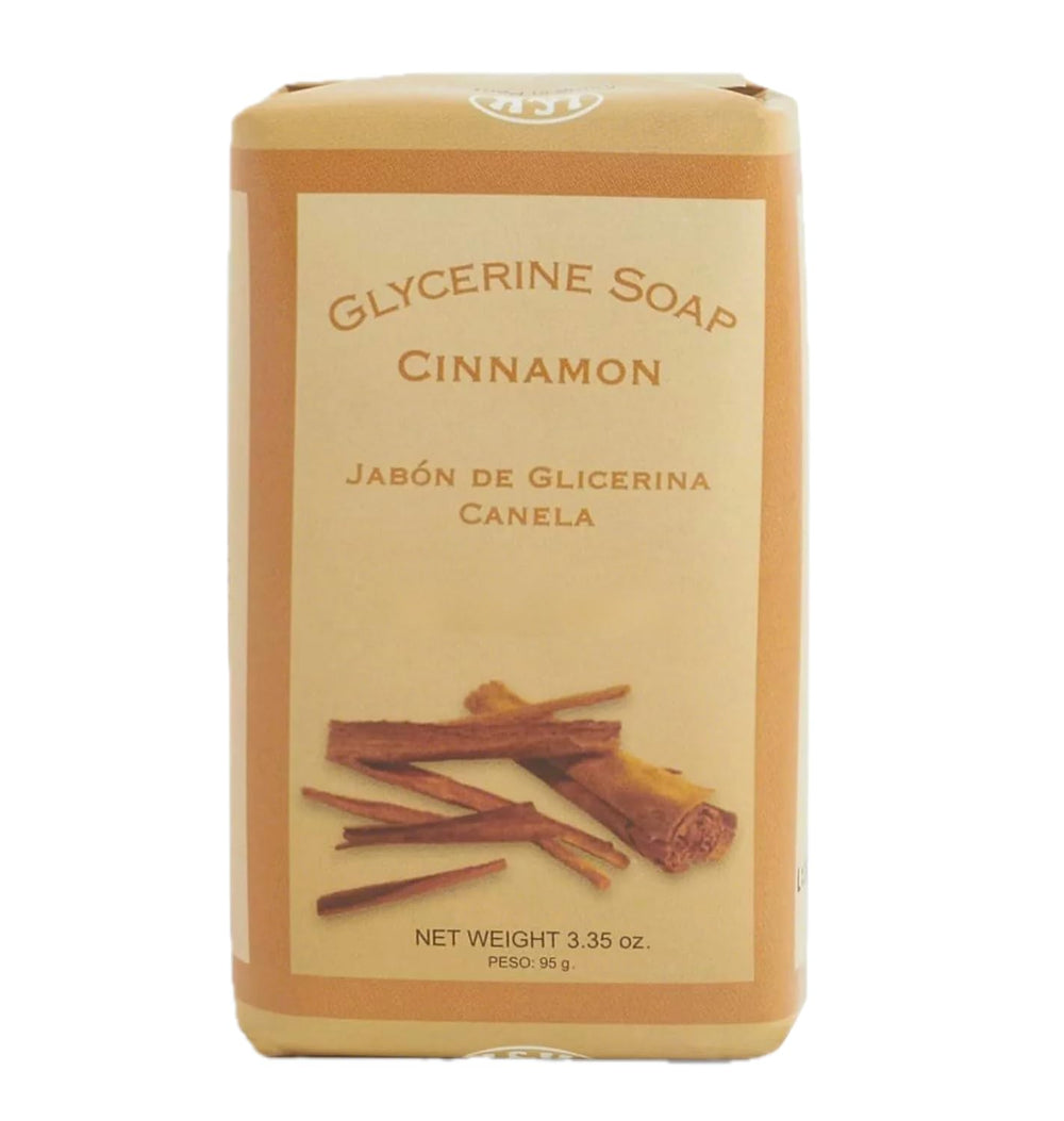 Lanman & Kemp cinnamon soap bar lather application demonstrating cleansing and aromatic experience.