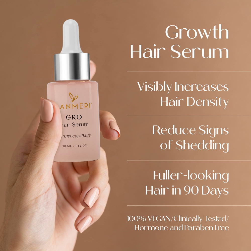 Lanmeri serum being applied to the scalp showing lightweight, fast-absorbing texture.