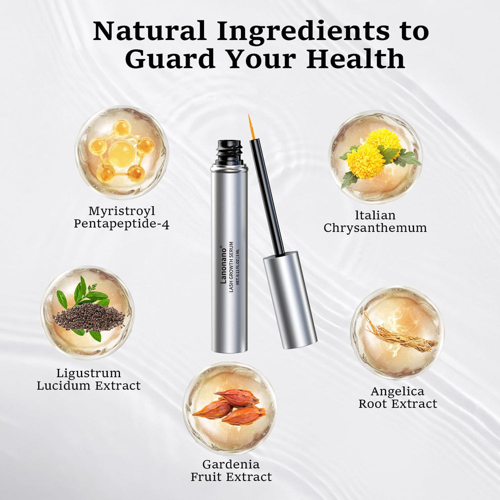 Lanonano lash serum close-up brush emphasizes clean, controlled daily use.