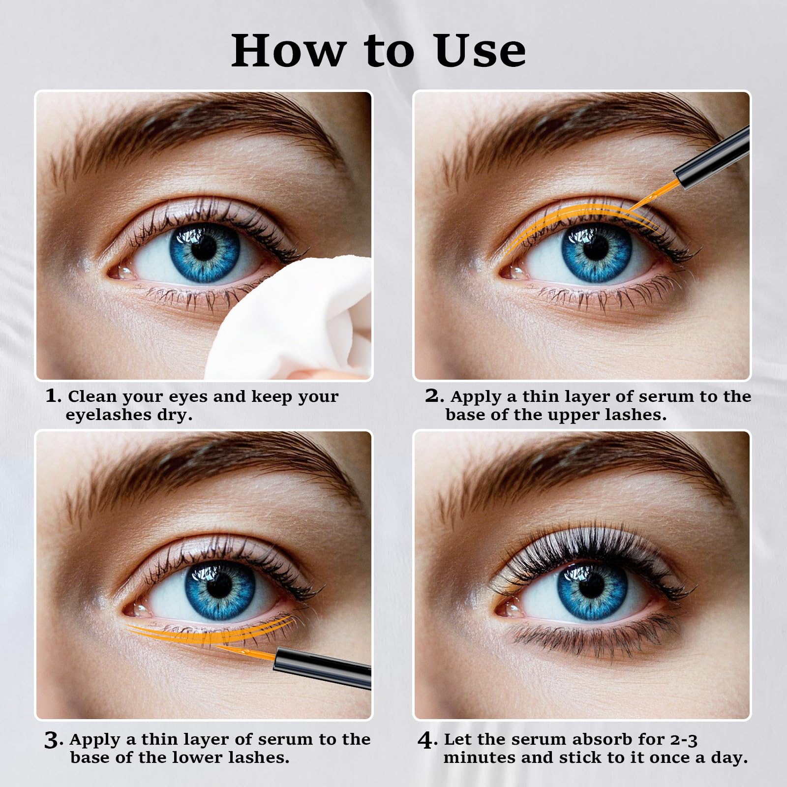 Lanonano lash serum daily-use scene demonstrates quick twice-daily routine.