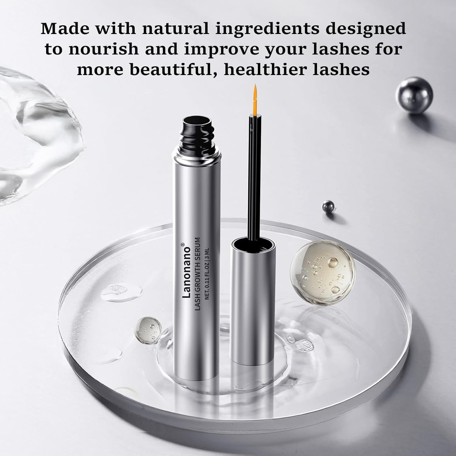 Lanonano Lash Serum night routine setup for restful beauty ritual.