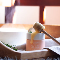 Packaging box with Lanocreme jar, premium skincare presentation