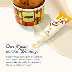 Ingredients close-up showing natural lanolin for deep moisture.