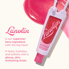 Lanolips Glossybalm Berry swatch shows punchy berry color and shine