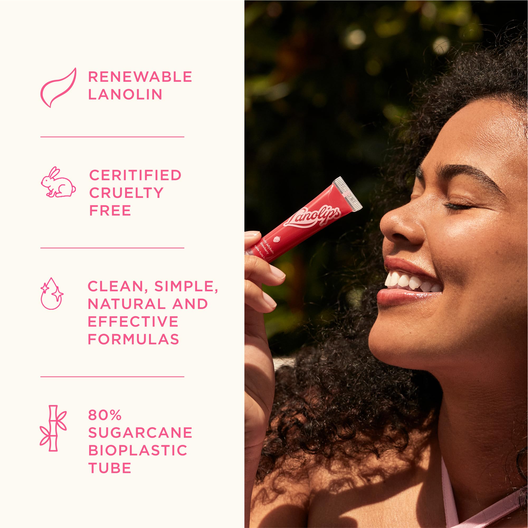 Close-up of gloss on lips shows non-sticky hydration