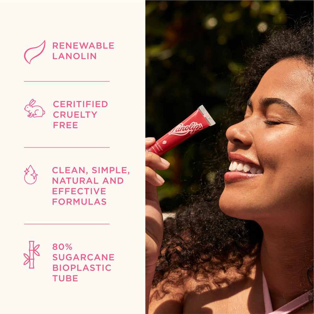 Close-up of gloss on lips shows non-sticky hydration