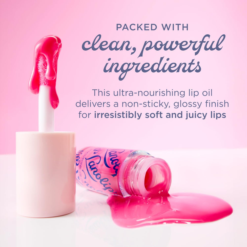 Lanolips Honey lip oil with hyaluronic hydration delivers a soft, golden gloss.