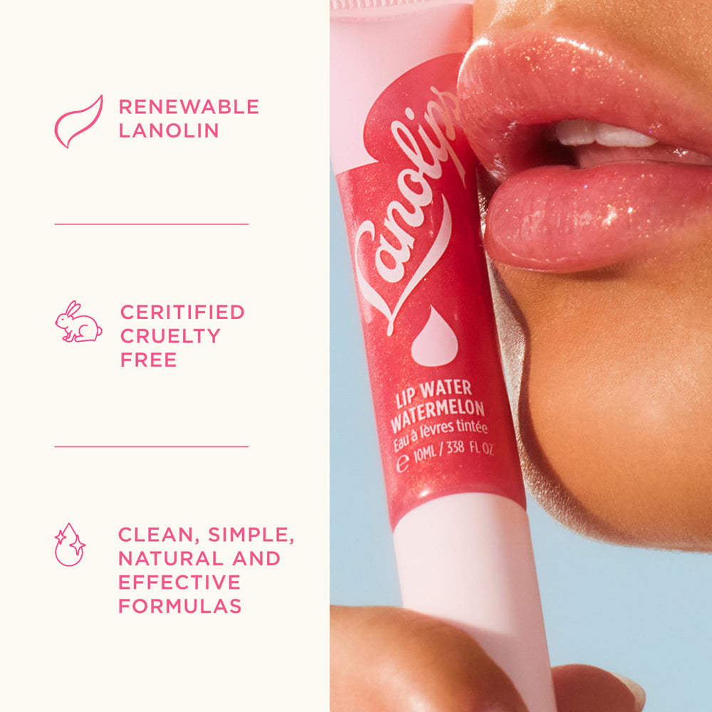 Lanolips Lip Water Watermelon no-sticky finish on lips
