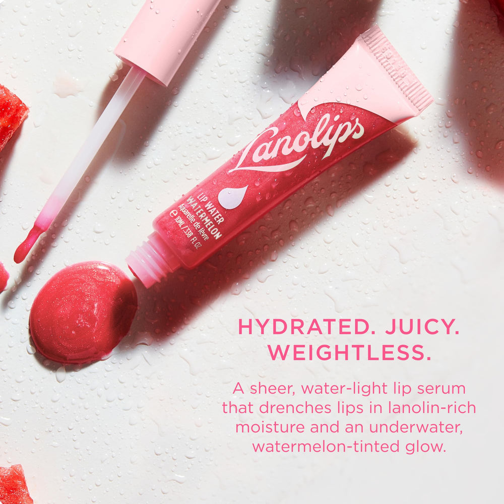 Lanolips Lip Water Watermelon serum-like texture on lips for non-sticky comfort