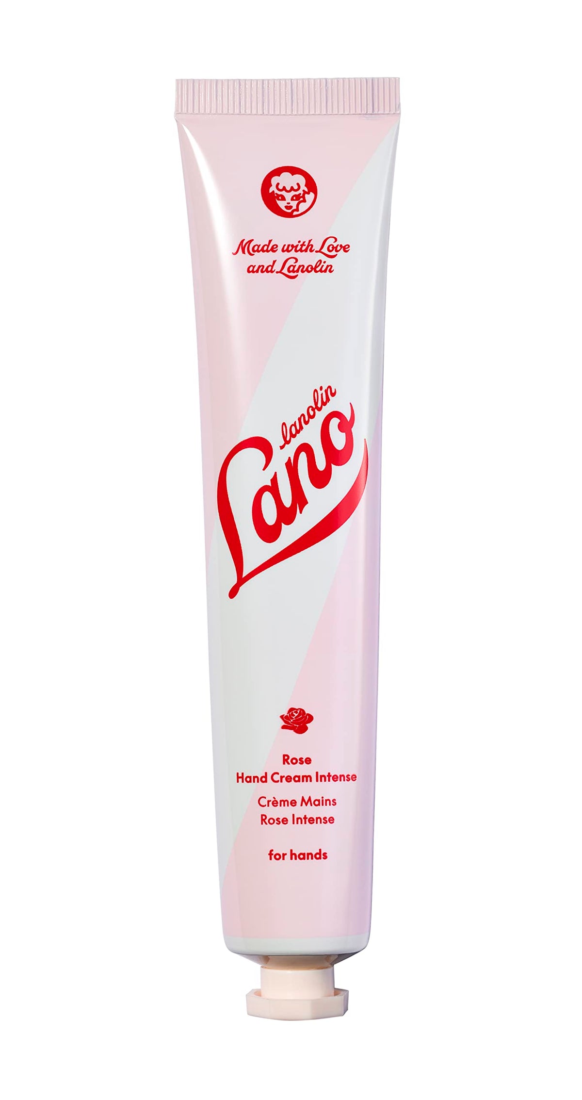 Lanolips Rose Hand Cream tube for soft, nourished hands and cuticles.