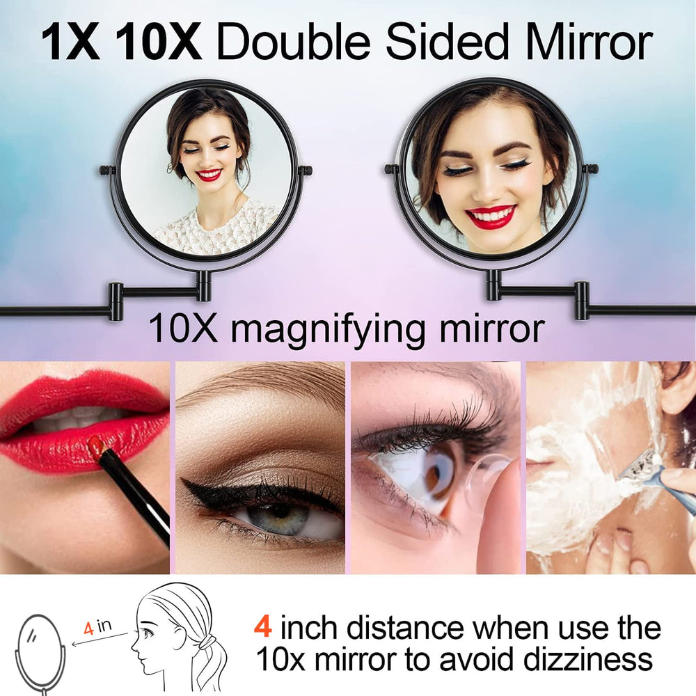 LANSI extendable-arm magnifying mirror adjusts to grooming angles