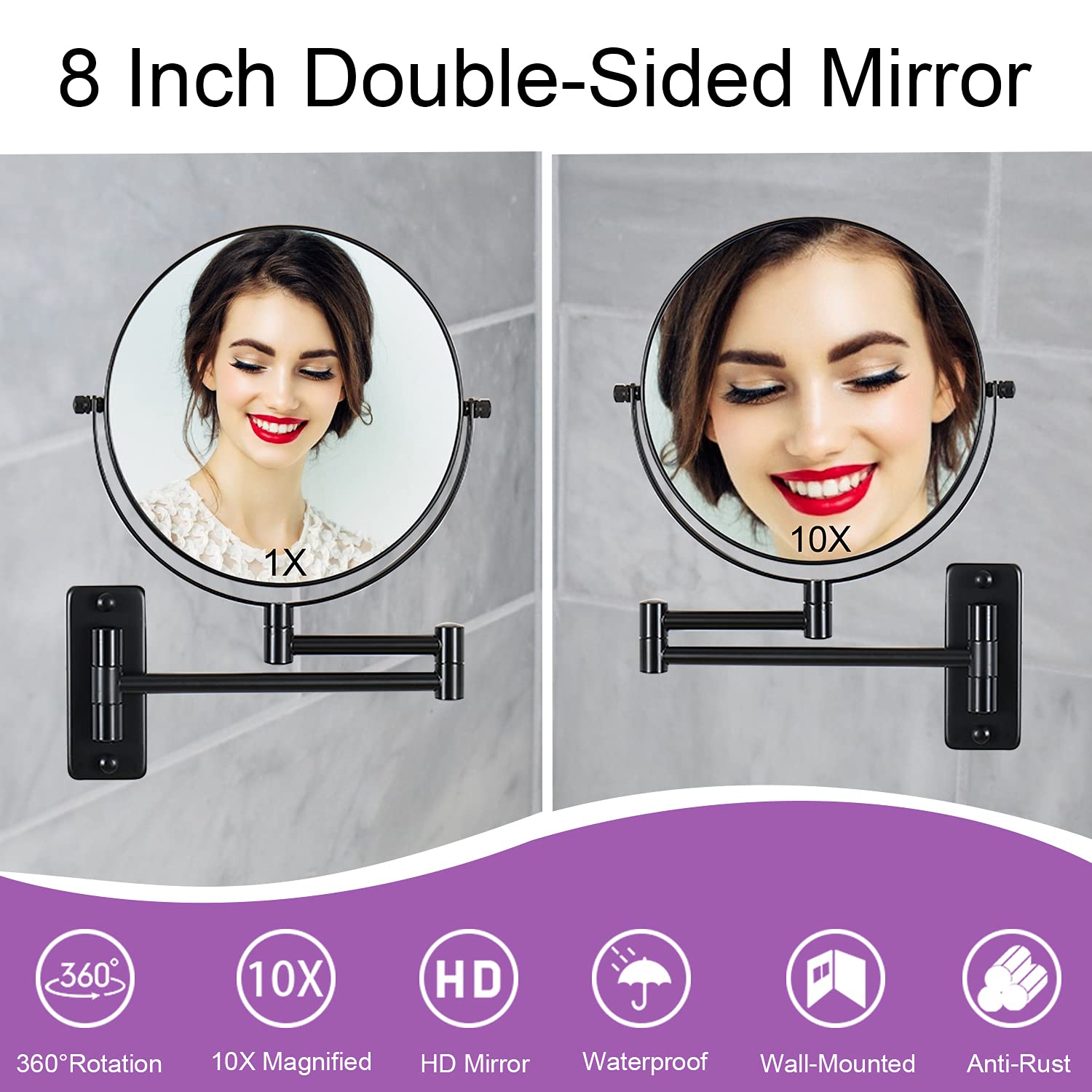 LANSI matte black bathroom mirror resists fingerprints for a clean look