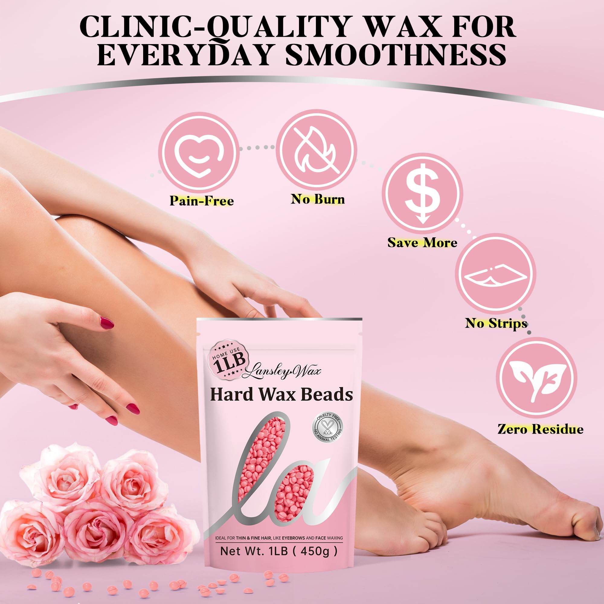 LANSLEYWAX underarms waxing for smooth results with rose-infused formula
