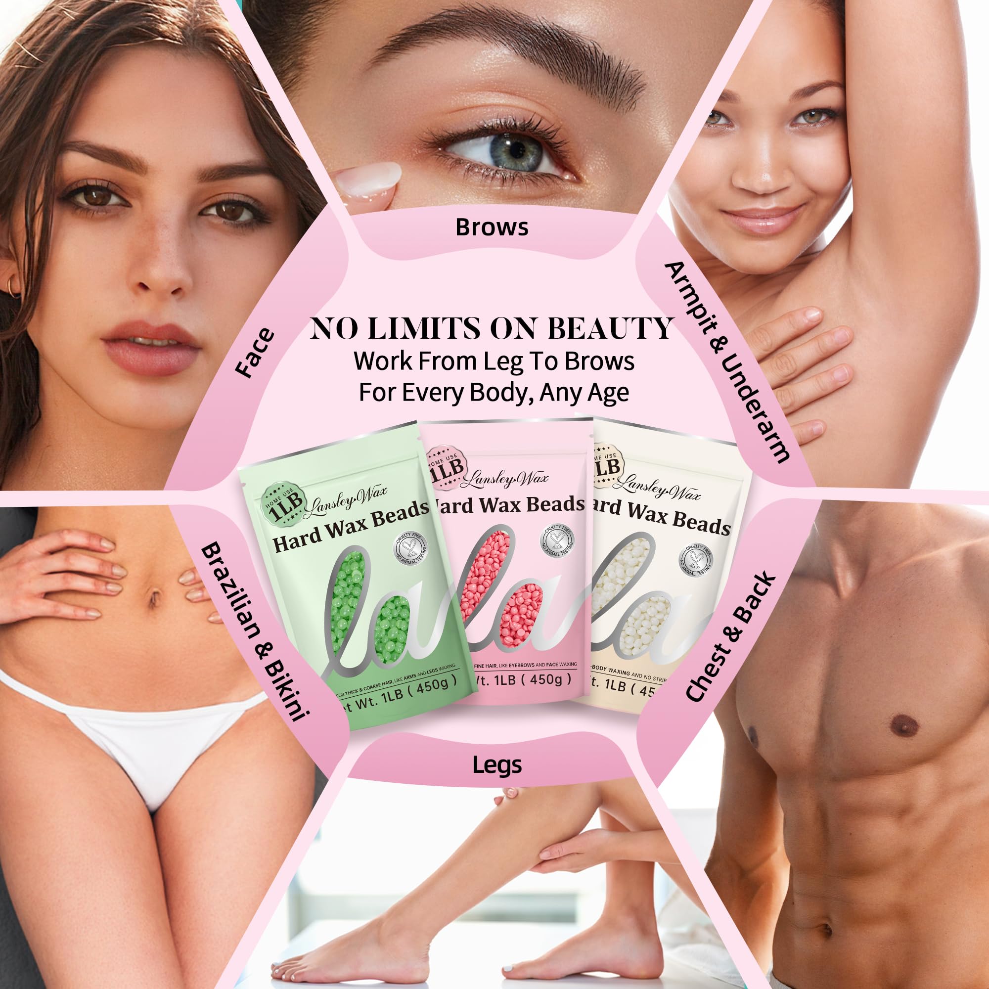 LANSLEYWAX face waxing beads deliver precise, gentle facial hair removal