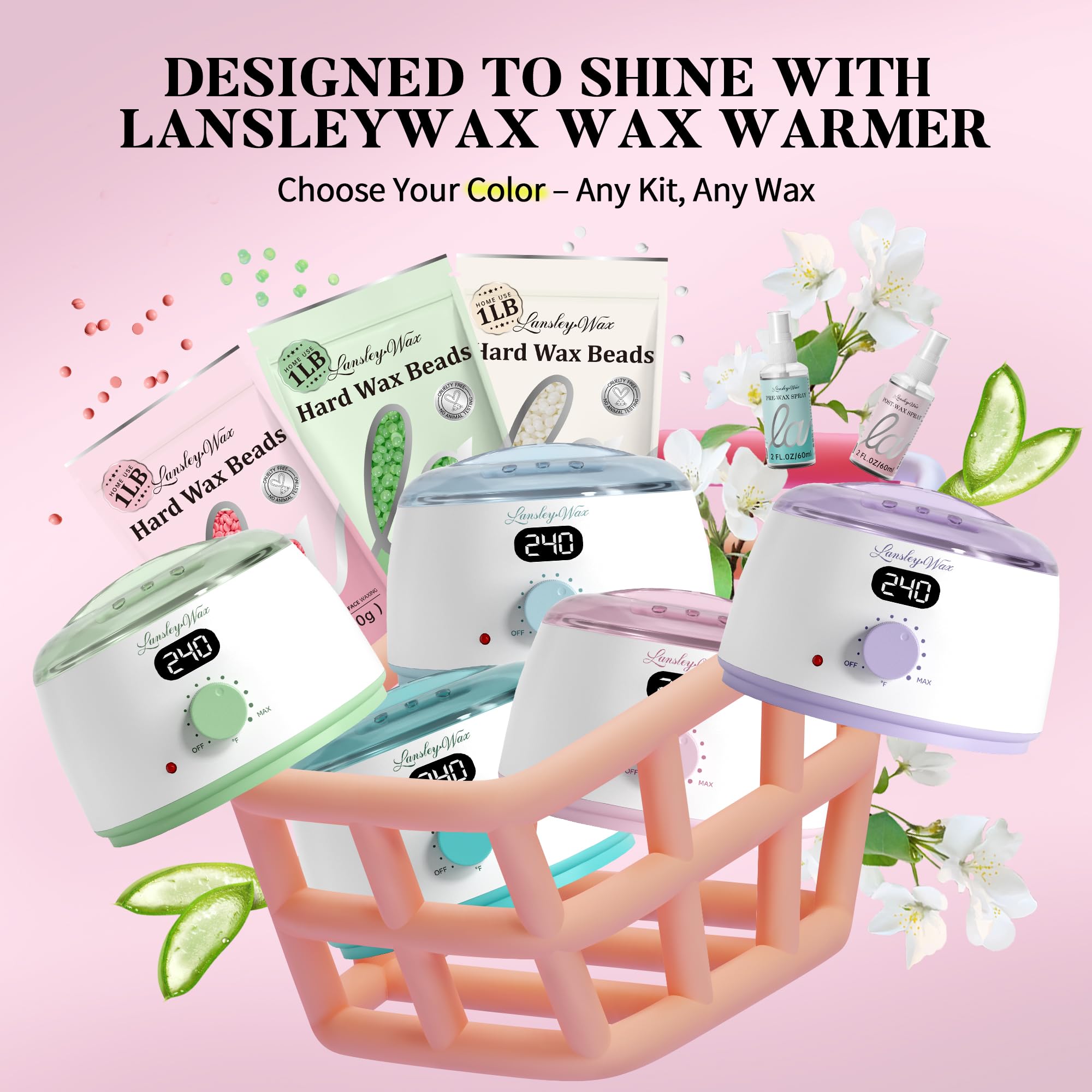 LANSLEYWAX legs waxing beads for larger areas and long-lasting smoothness