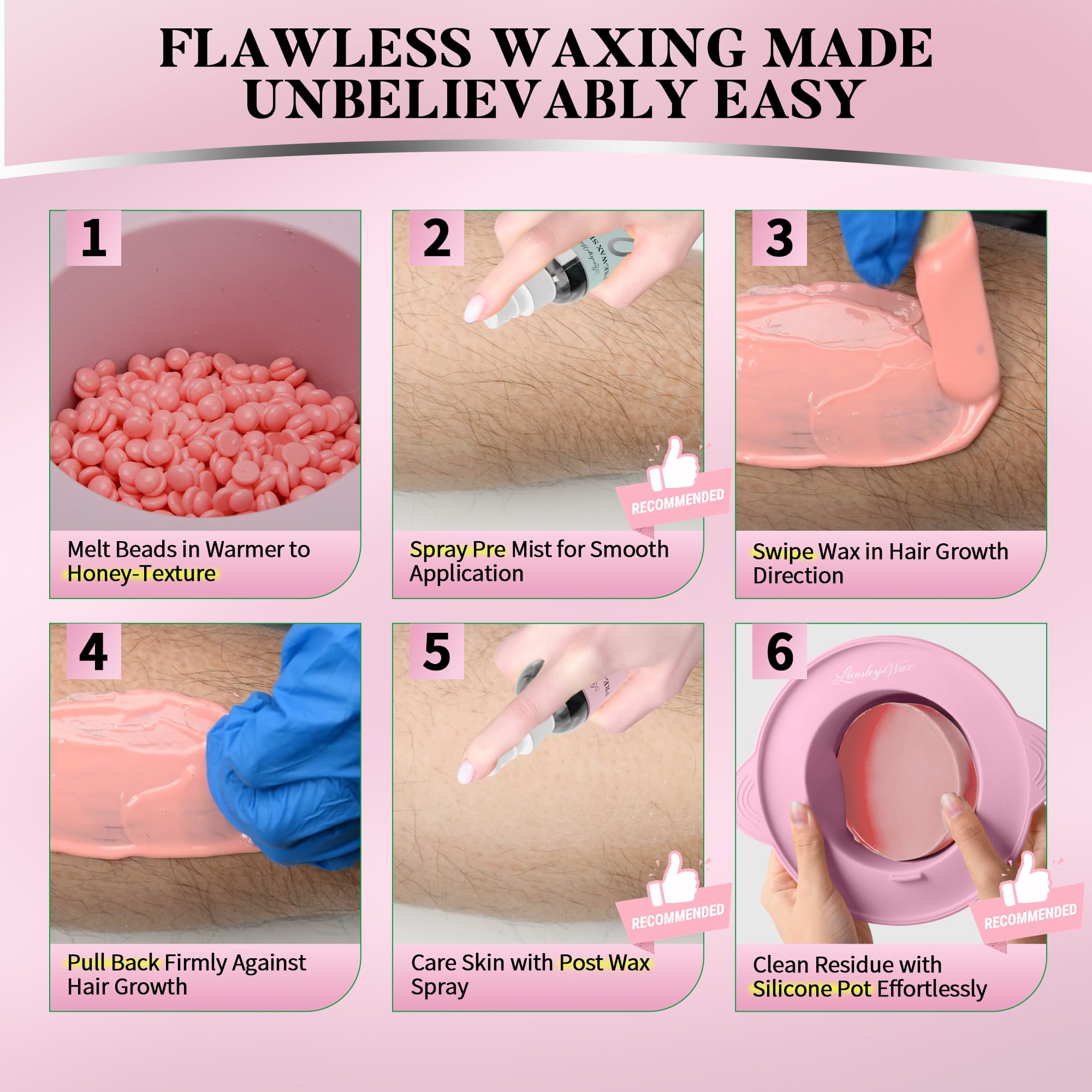 LANSLEYWAX stripless formula enables mess-free at-home waxing for beginners