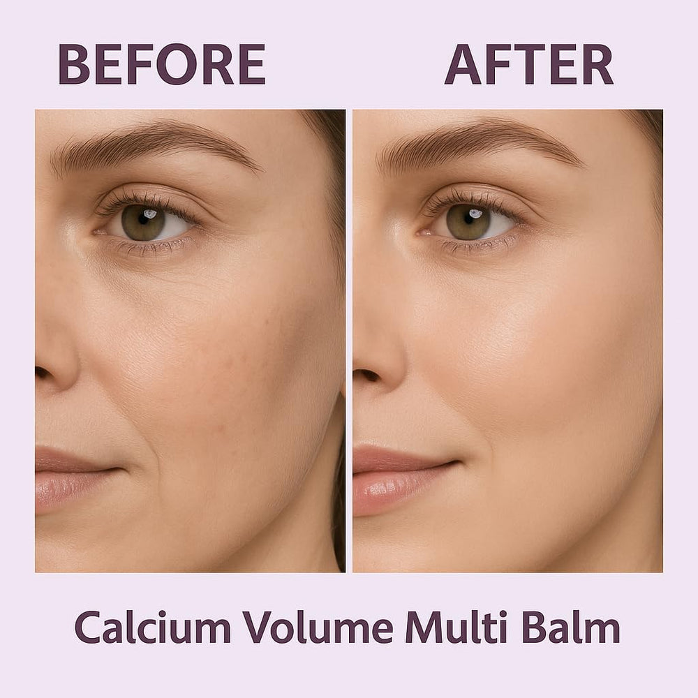Lanthome Calcium Multi Balm applied to face-neck-eyes demonstrates versatile use.
