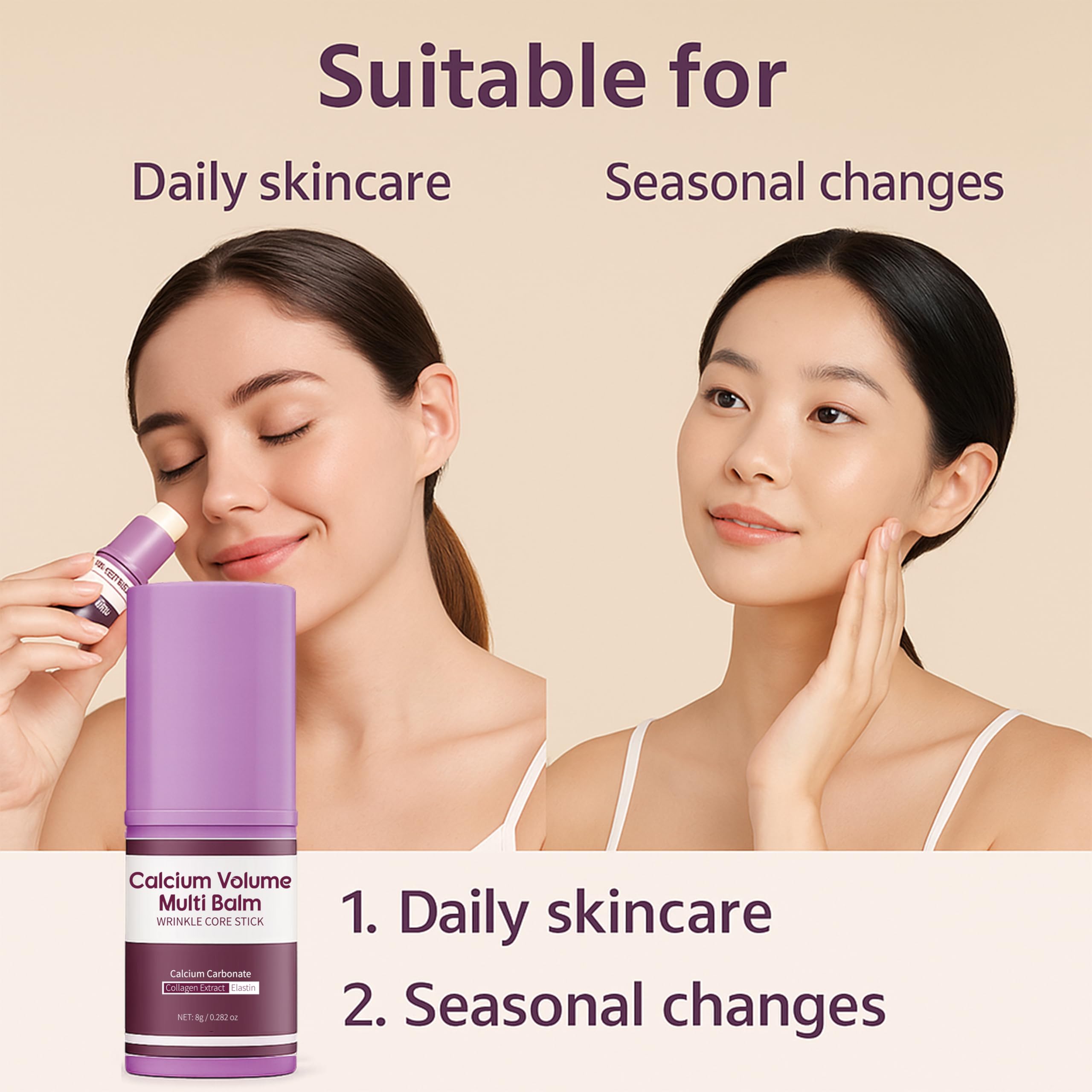 Lanthome Calcium Multi Balm ingredients calcium carbonate illustration suggests renewal support.