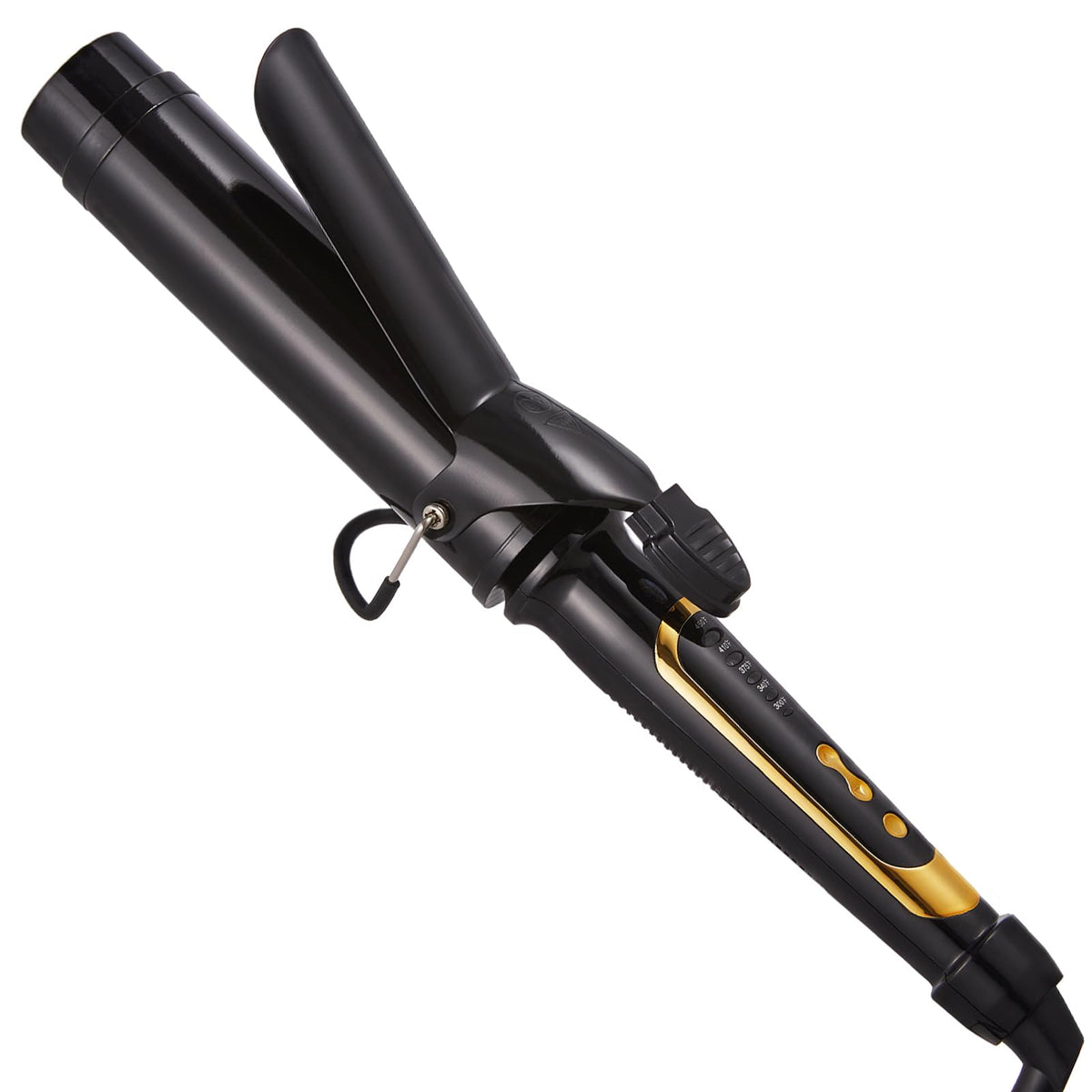 Lanvier one-and-a-half-inch curling iron barrel creates relaxed, beachy waves with shine.