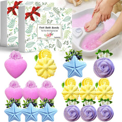 Lanwexy 32-pack bath bombs packaging for a spa-like foot soak.