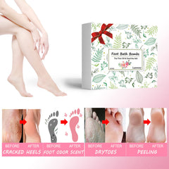 Lanwexy foot soak bombs dissolving in water with vibrant bubbles.