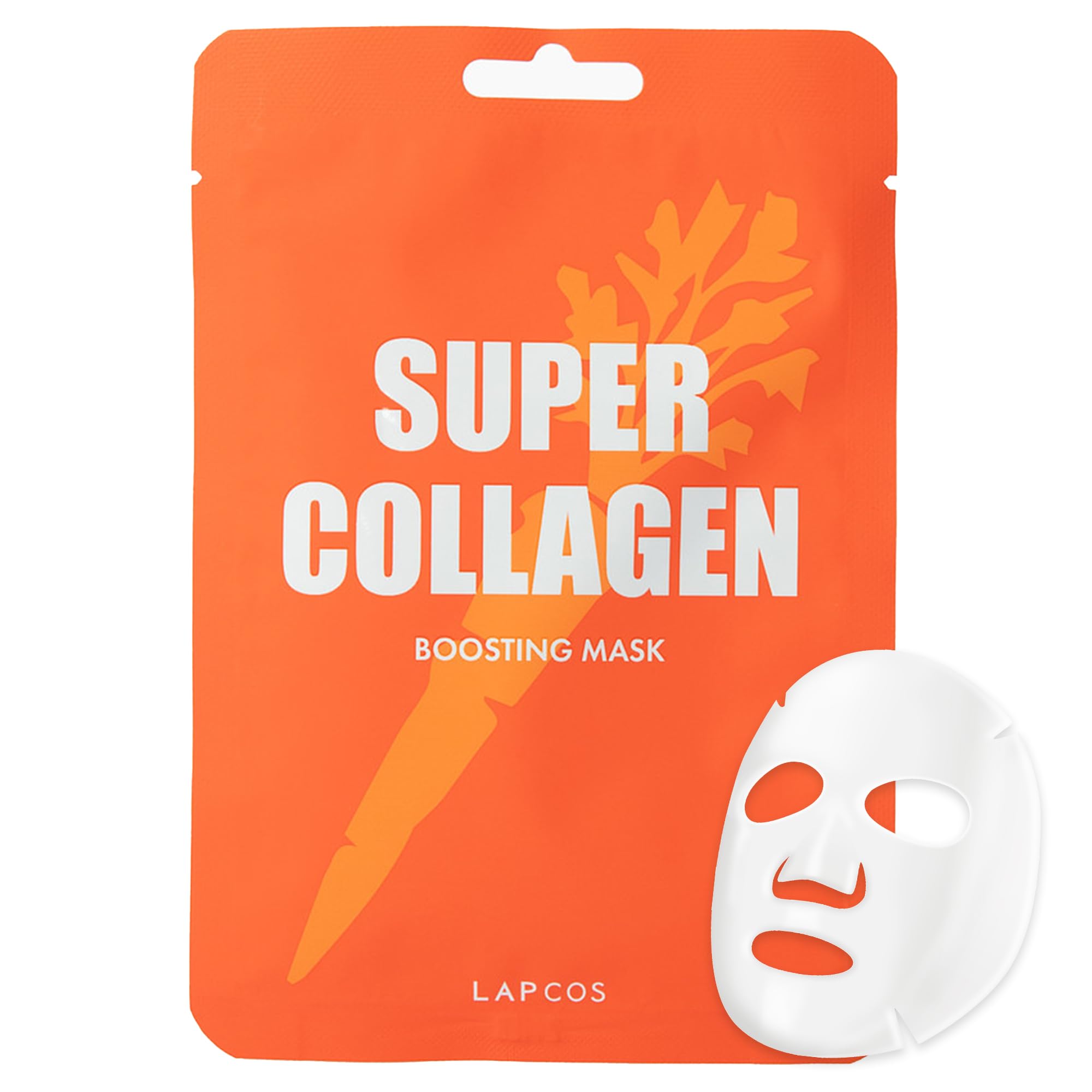 LAPCOS Super Collagen Sheet Mask pack front highlights hydration and renewal.