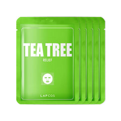Lapcos Tea Tree Sheet Mask unfolded for application and pore cleansing.
