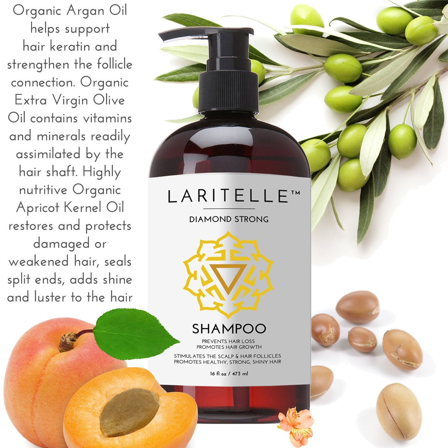 Laritelle Argan Oil herbal blends highlight organic ingredients for scalp nourishment.