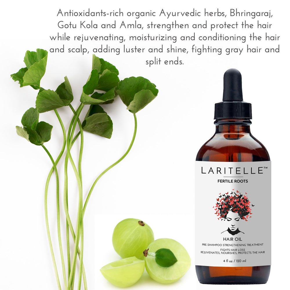 Laritelle bottle pour demonstrates easy scalp application for nourishment