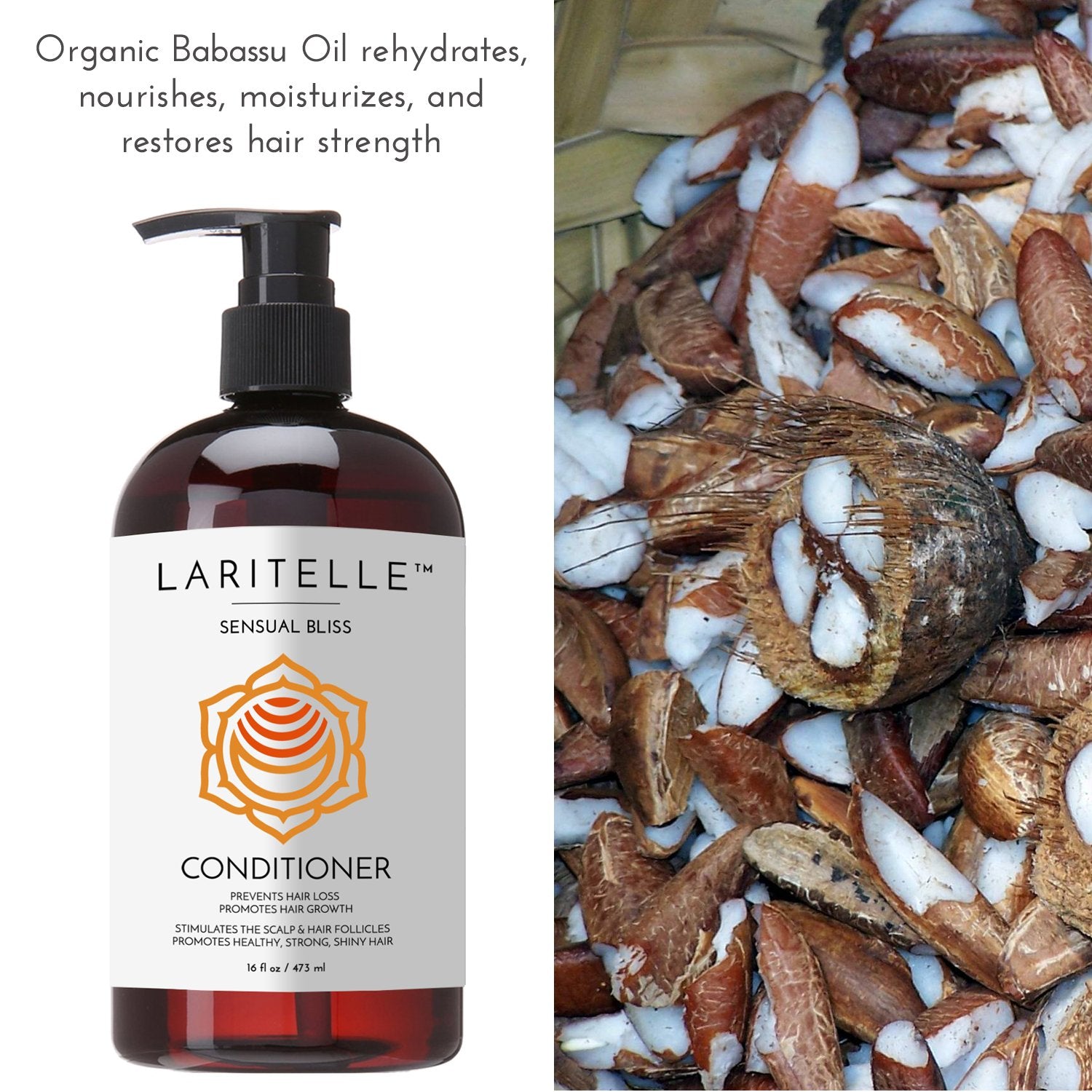 Laritelle conditioner bottle pour showing easy application.