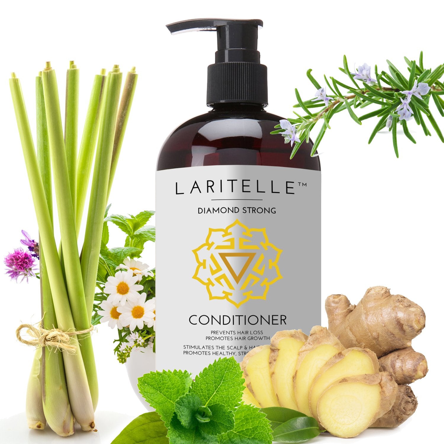 Laritelle conditioner label closeup showcasing organic ingredients and gentle formula.