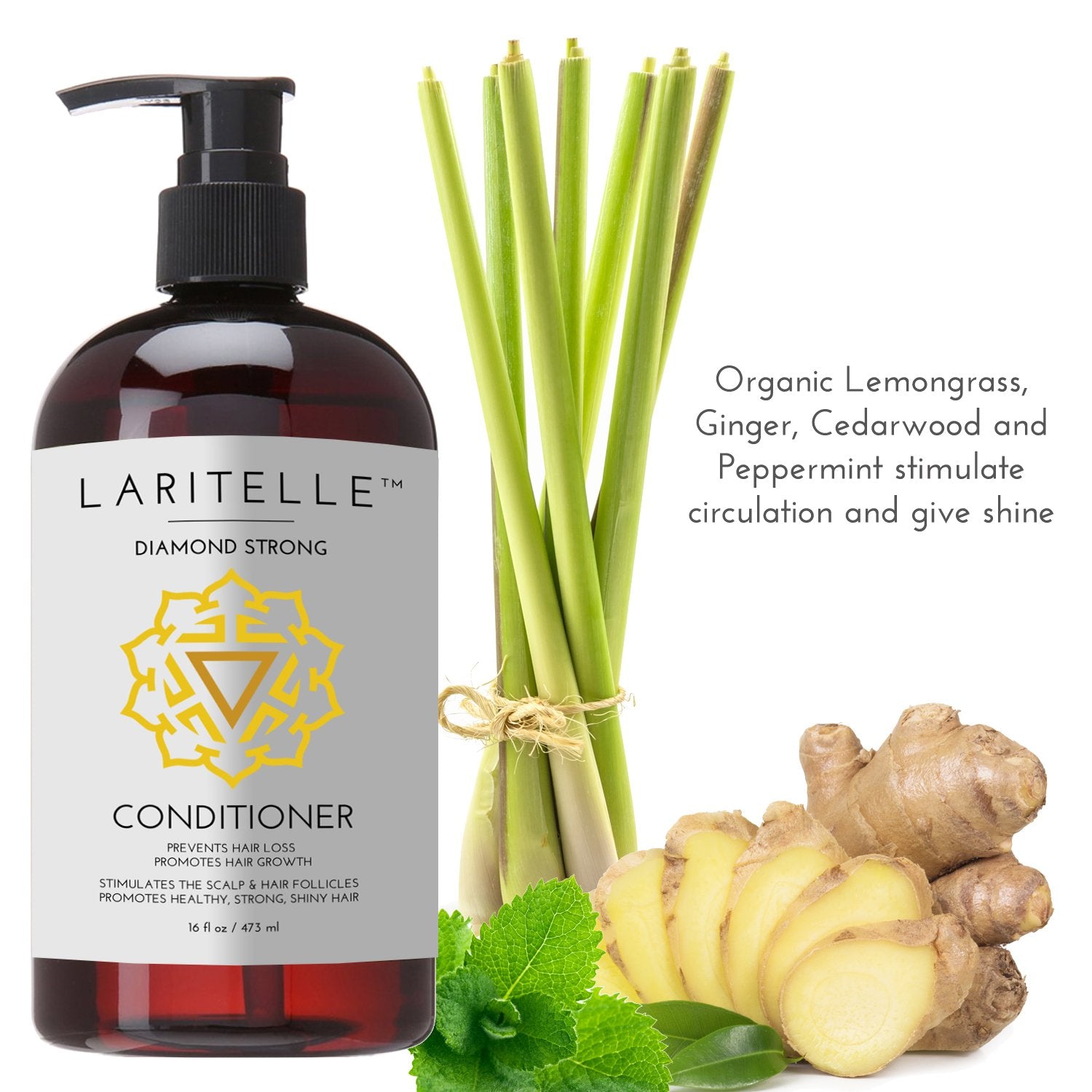 Laritelle extra virgin olive oil panel indicating vitamin-rich conditioning.