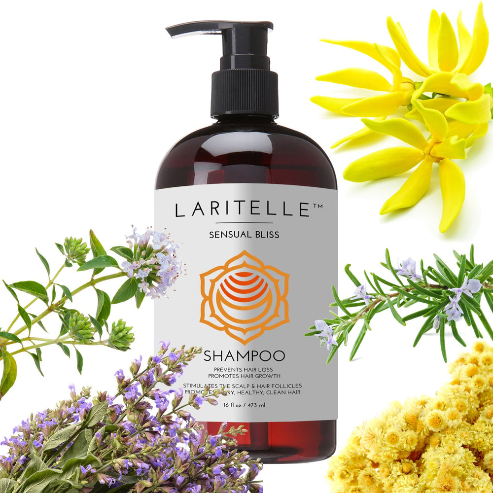 Laritelle bottle illustrating blend of organic hair care ingredients