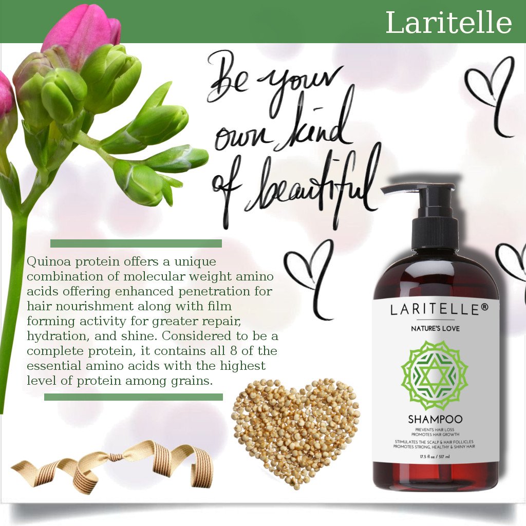 Laritelle Nature's Love conditioner bottle close-up focusing on hydrating, manageable strands.